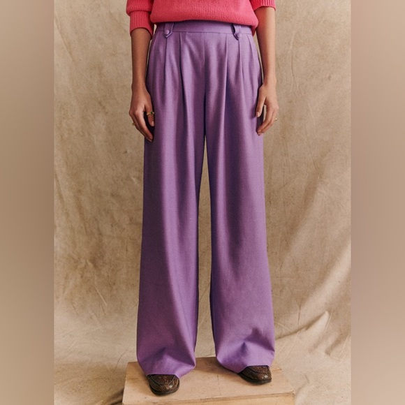 Sezane Pants - Nwt Sezane Loulou High Waisted Wide Leg Trousers Pants